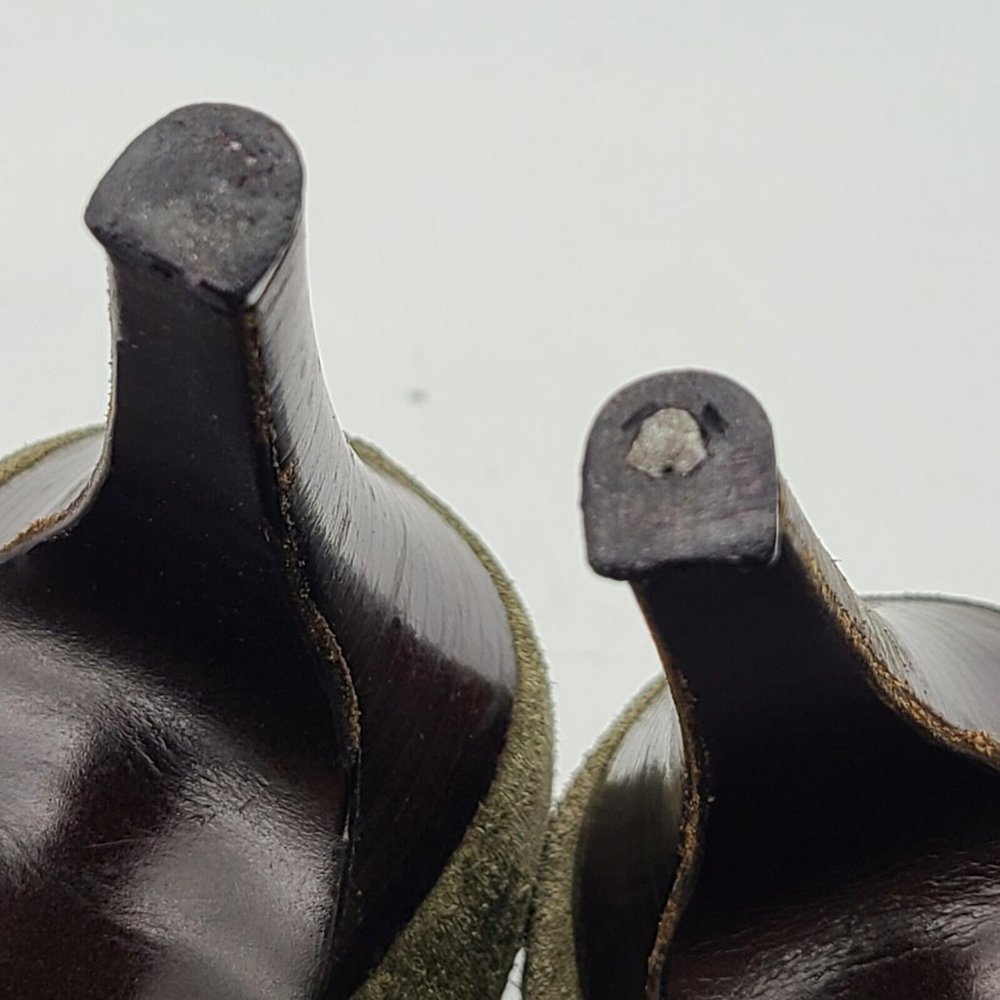 Philosophy Alberta Ferretti Designer heels pumps green red calf hair sz 8.5 39 - Picture 10 of 11